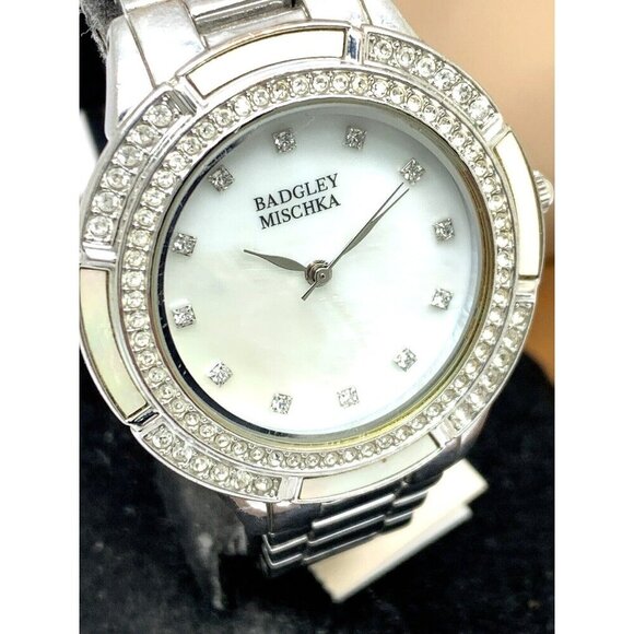 Badgley Mischka Women's Watch BA/1413MPSV Quartz Mother of Pearl Stainle… - Picture 1 of 15